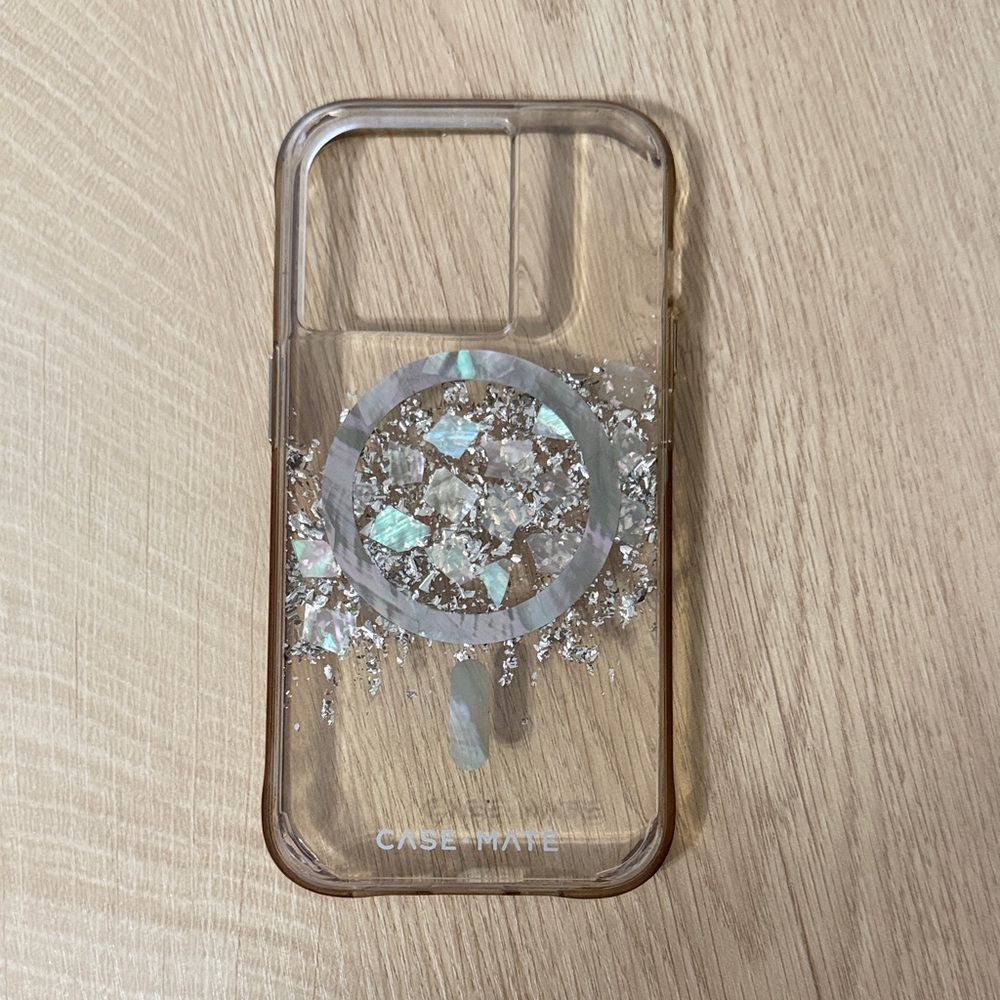 Case-Mate Iridescent Glitter Phone Case - Silver and Clear